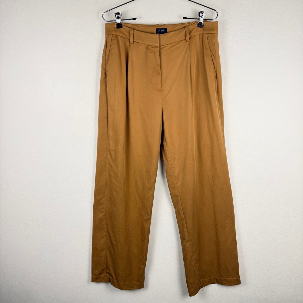 J. Crew Tan Brown Wide-leg pleated twill trouser pants Tencel Lyocell Women's 8 - Picture 3 of 10